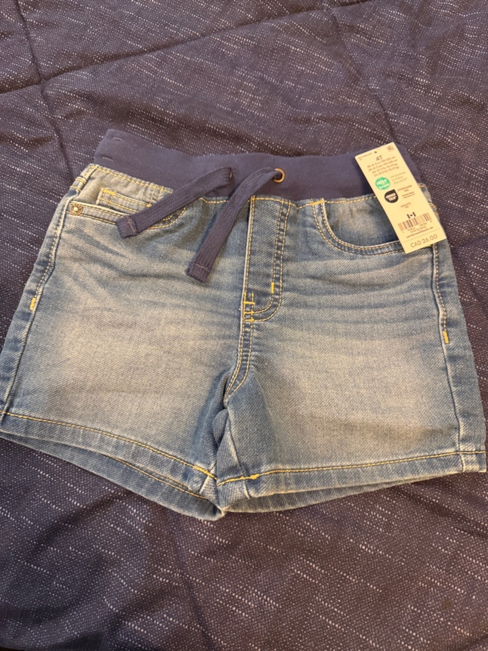 OshKosh B'gosh Light Blue Denim Shorts with Navy Waistband